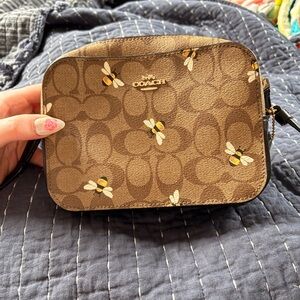 Coach Tan Crossbody Bag with Bee Design